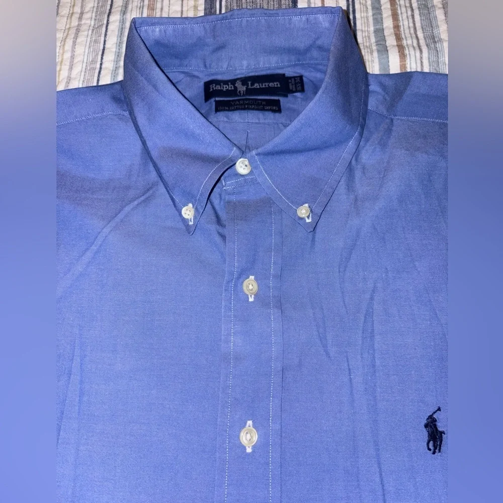 Men’s Ralph Lauren polo shirt 100%cotton pinpoint Oxford size 16 1/2–34 like new